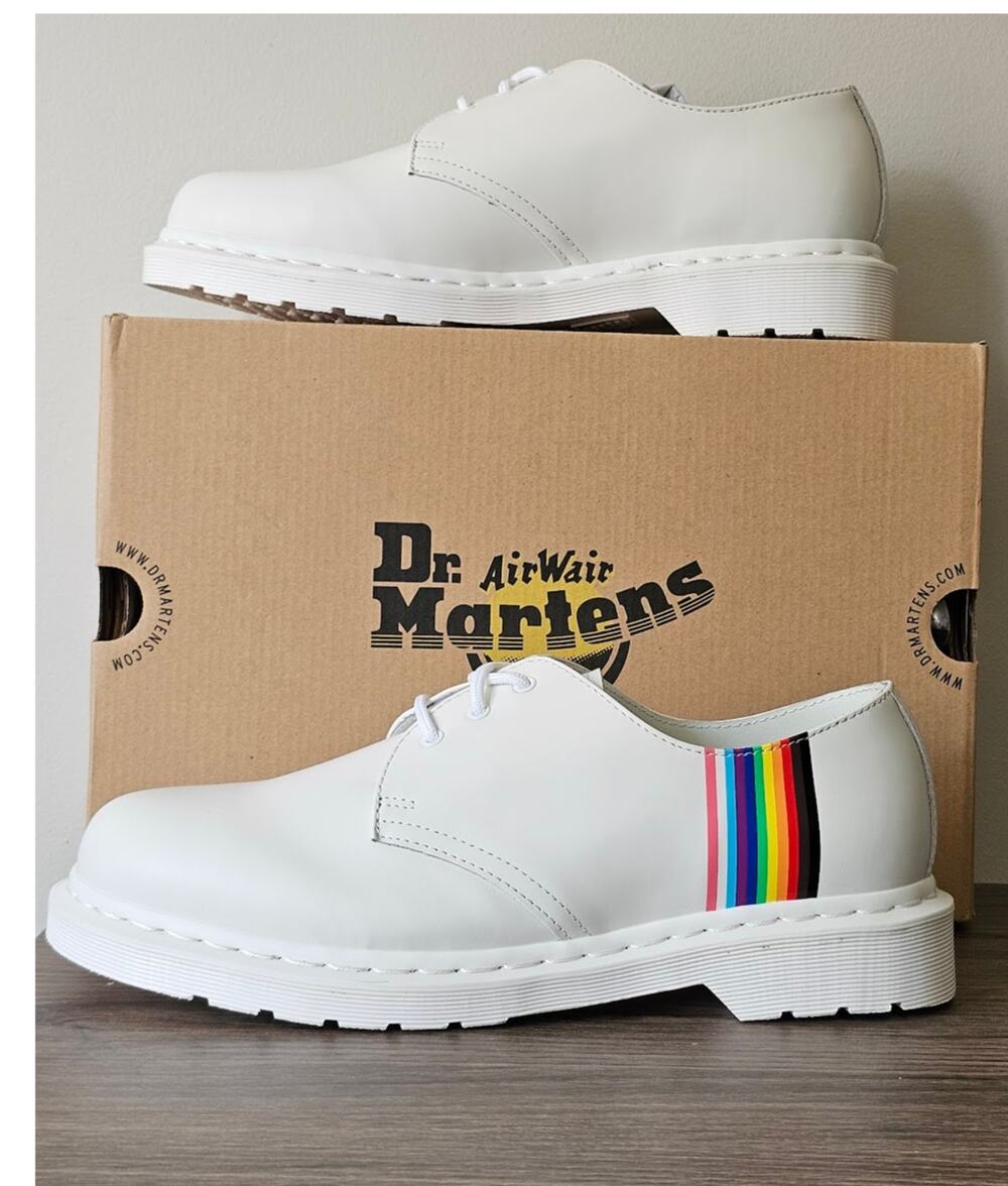 Dr Martens  Men's 1461 for Pride 3 Eye Shoes Size 10 White Smooth NWT